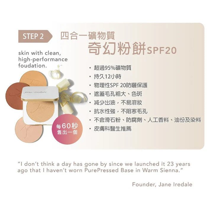 現貨[行貨]美國JANE IREDALE 四合一礦物質奇幻粉餅SPF20 - 補充裝(淨粉餅) 6色超優惠Jane IredaleBeauty decoder 醫美護膚品專門店