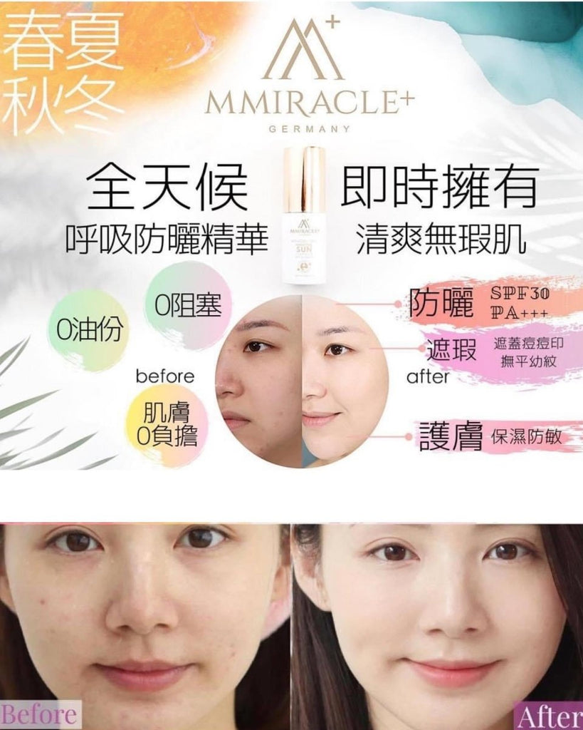 德國Mmiracle+ Sun Essence呼吸防曬精華 30ml SPF30 PA+++防曬精華Mmiracle+Beauty decoder 醫美護膚品專門店